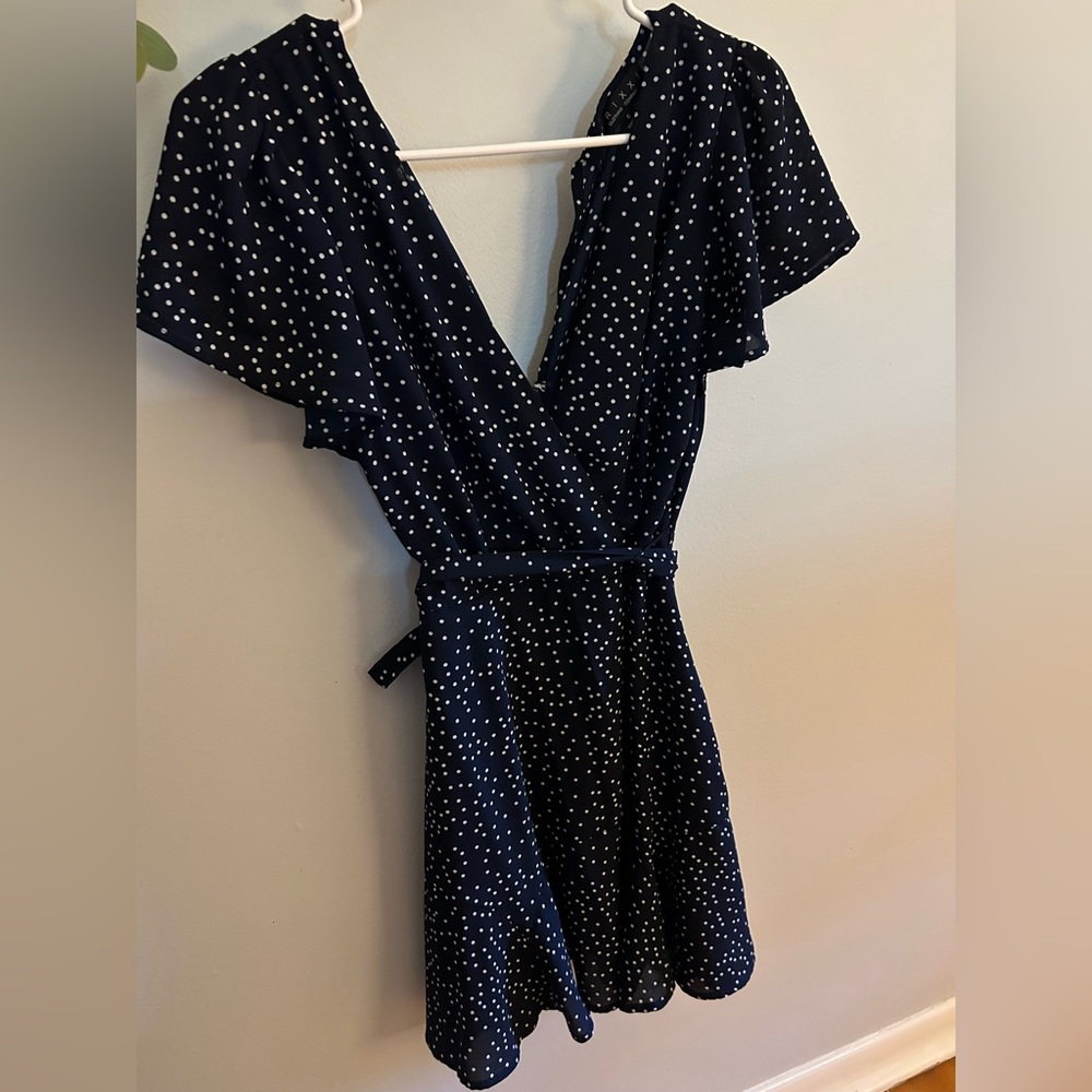 Trixxi Clothing Company Navy Blue with White Polka Dot Dress Size Small